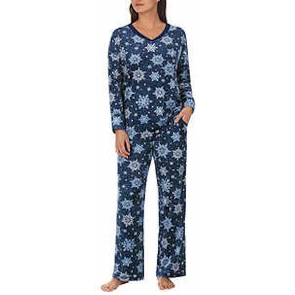 NWT Nautica Womens Fleece 2-Piece Pajama Set Small Pants Medium Shirt $70 5B518 - Picture 1 of 3